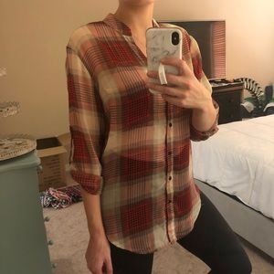 ❤️TARGET Red & Tan Plaid Sheer Tunic